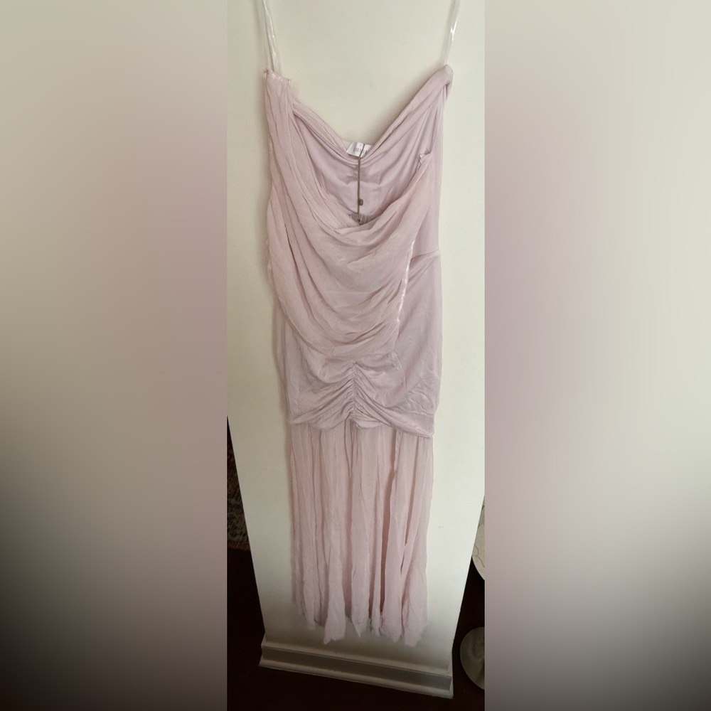 NWT Meshki Blush Off-Shoulder Ruched Maxi Dress - Picture 8 of 9